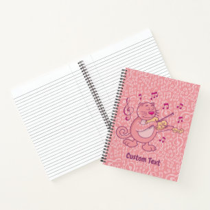 Rosa Katze mit Violine-Notebook Notizbuch