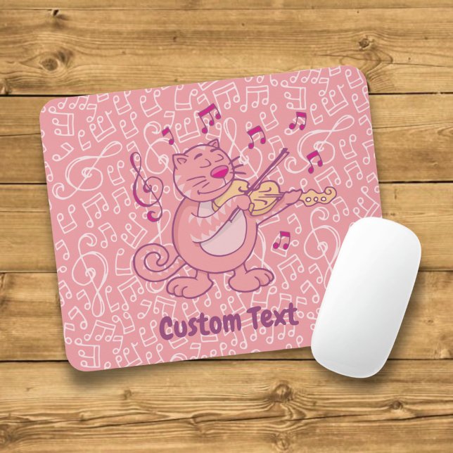 Rosa Katze mit Violinmuskeln Mousepad (Von Creator hochgeladen)