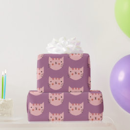 Rosa Katze Niedlich Lila Geschenkpapier