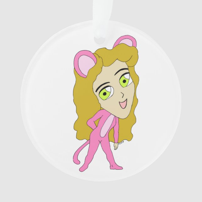Rosa Katze Ornament (Vorderseite)
