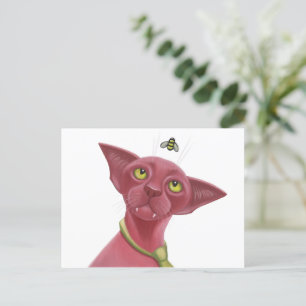 Rosa Katze Postkarte