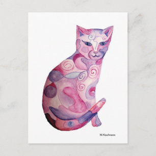 Rosa Katze Postkarte