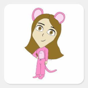 Rosa Katze Quadratischer Aufkleber