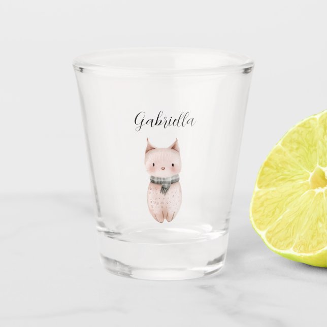 Rosa Katze Schnapsglas (Vorderseite)