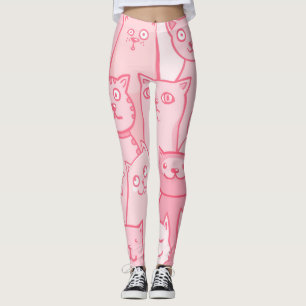 Rosa Katzen, Adorable Nahtlose Muster. Leggings