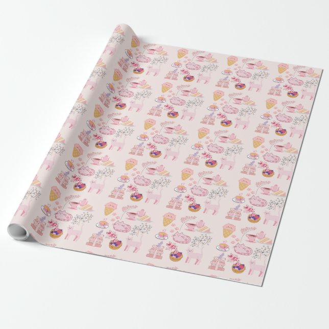 Rosa Katzen Frische Geschenkpapier (Ungerollt)