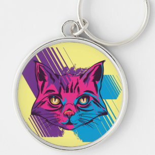 Rosa Katzen Gesicht  Schlüsselanhänger
