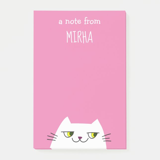 Rosa Katzen Haftnotizen Benutzerdefinierter Name S Post-it Klebezettel (Vorderseite)