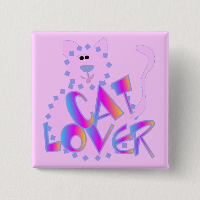 Rosa Katzen-Liebhaber-T-Shirts und Geschenke Button (Vorderseite)