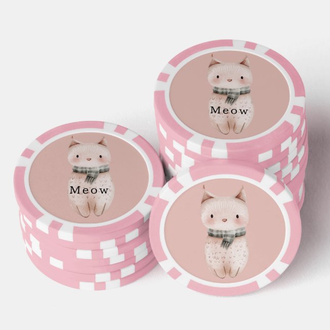 Rosa Katzen Pokerchips (Stapel)