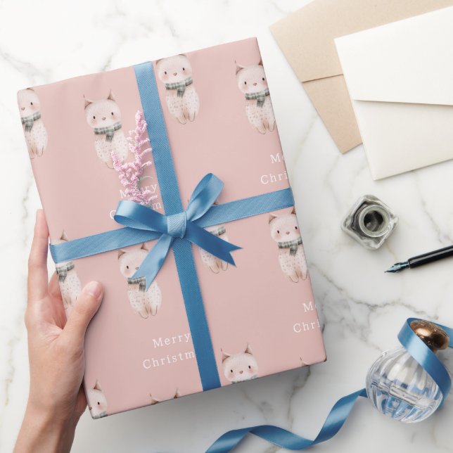 Rosa Katzen Weihnachten Geschenkpapier (Schenken)