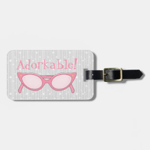 Rosa Katzenaugenbrille - Personalisieren Sie sie Gepäckanhänger