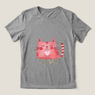 Rosa Katzenherz Gold-Liebe Tri-Blend Shirt