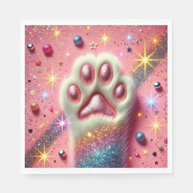 Rosa Katzenpferd Glitzer Servietten! Serviette (Vorderseite)