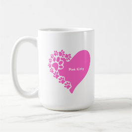 Rosa Katzenpfoten-Herz-Tasse für Katzenliebhaberin Kaffeetasse