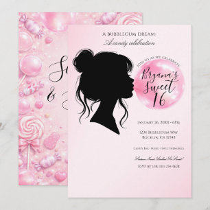 Rosa Kaugummi-Traum-Süßigkeiten 16. Geburtstagsfei Einladung