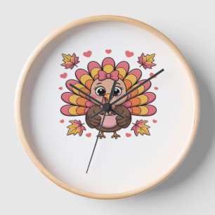 Rosa Kawaii Erntedank Truthühner Klassischer T - S Uhr