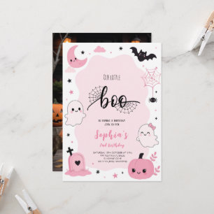 Rosa Kawaii Halloween-Geist-Geburtstagsfeier Einladung