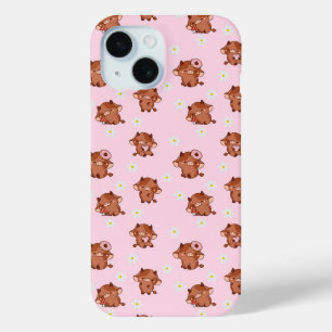 Rosa kawaii Highland-Kühe Nahtloses Muster Case-Mate iPhone Hülle
