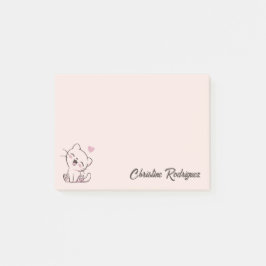 Rosa Kawaii-Katze Personalisierter Text Post-it Klebezettel