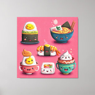 Rosa Kawaii Sushi Fest Leinwanddruck