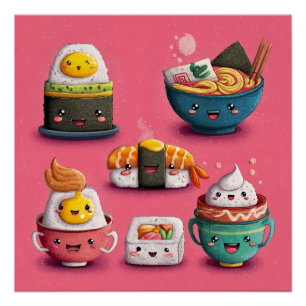 Rosa Kawaii Sushi Fest Poster