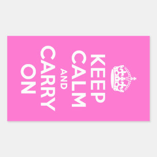 Rosa Keep Calm und Mach Weiter Rechteckiger Aufkleber