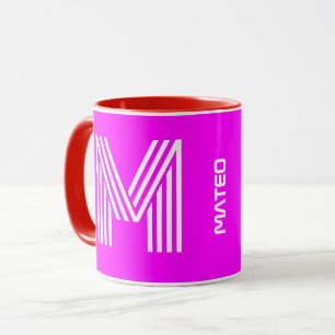 Rosa Keramik-Kaffeetasse mit monogrammartigem Anfa Tasse