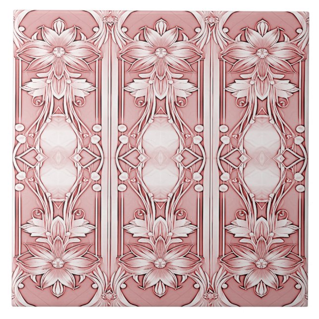 Rosa Keramik Tile Fliese (Vorderseite)