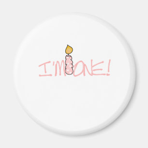 Rosa Kerze Ich bin ein Geburtstag Magnet