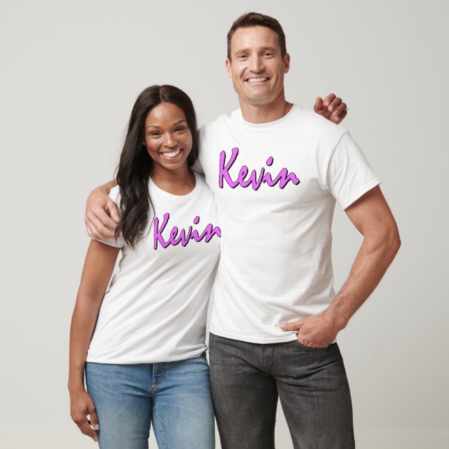 Rosa Kevin-Logo auf der weißen Tank-Oberseite T-Shirt (Unisex)