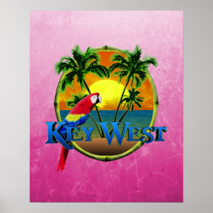 Rosa Key West-Sonnenuntergang Poster