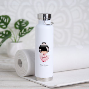 Rosa Kimono Kawaii Kokeshi Mädchen Benutzername Trinkflasche