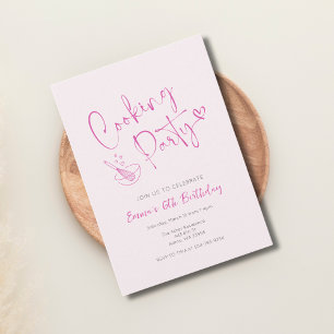 Rosa Kinder Kochen Geburtstag Einladung Vorlage