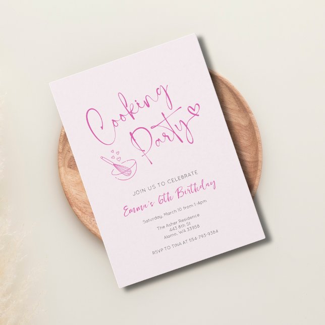 Rosa Kinder Kochen Geburtstag Einladung Vorlage (Von Creator hochgeladen)
