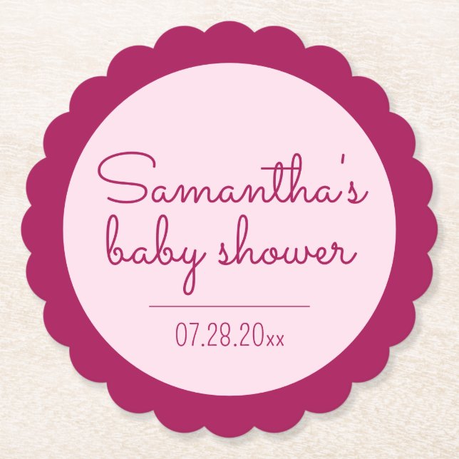 Rosa Kinderdusche Scallopierte Untersetzer (Vorderseite)