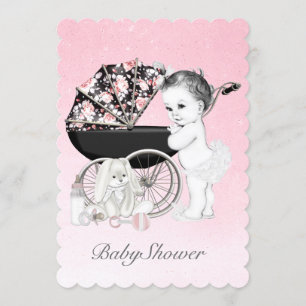 Rosa Kinderwagen-Baby-Party Einladung