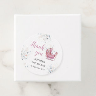 Rosa Kinderwagen Geschenkanhänger