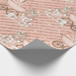 Rosa Kinderwagen Geschenkpapier