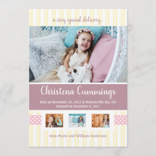 Rosa Kinderzimmer Streifen Adoption Ankündigung