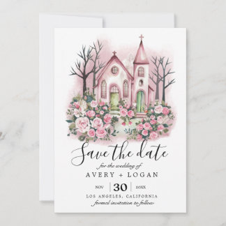 Rosa Kirchenflora Save the Date Einladung
