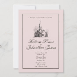 Rosa Kirchenkapelle Elegante Minimalistische Hochz Einladung