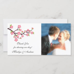 Rosa Kirschblossom-Fotokarte Dankeskarte