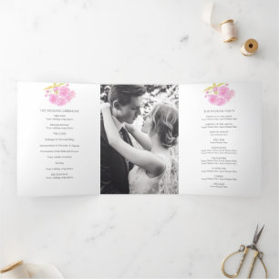 Rosa Kirschblüte Aquarell Dreifach-gefaltete Programmkarte