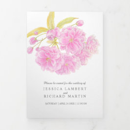 Rosa Kirschblüte Aquarell Dreifach-gefaltete Programmkarte