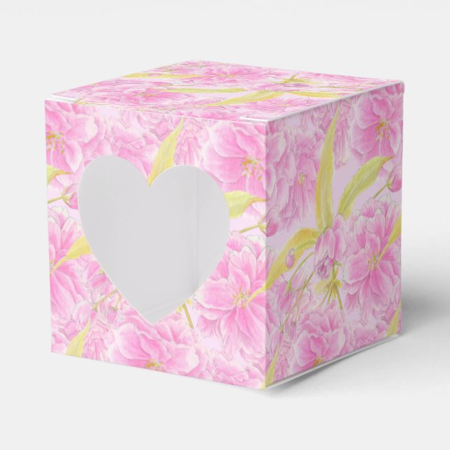 Rosa Kirschblüte Aquarellkunst gemustert Geschenkschachtel (Vorderseite)
