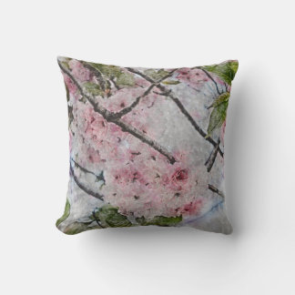 Rosa Kirschblüte Blume Aquarell Kissen