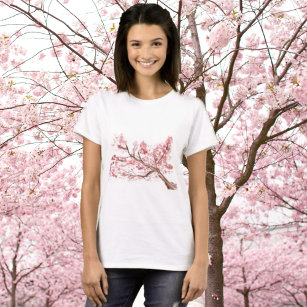 Rosa Kirschblüte Blume Aquarell Orientalisch T-Shirt