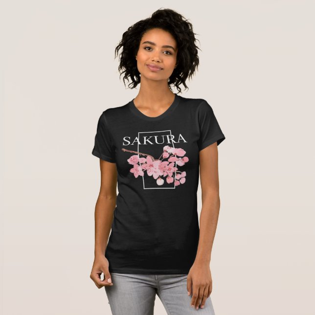 Rosa Kirschblüte Blume Aquarell Sakura T-Shirt (Vorne ganz)