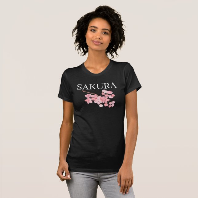 Rosa Kirschblüte Blume Aquarell Sakura T-Shirt (Vorne ganz)